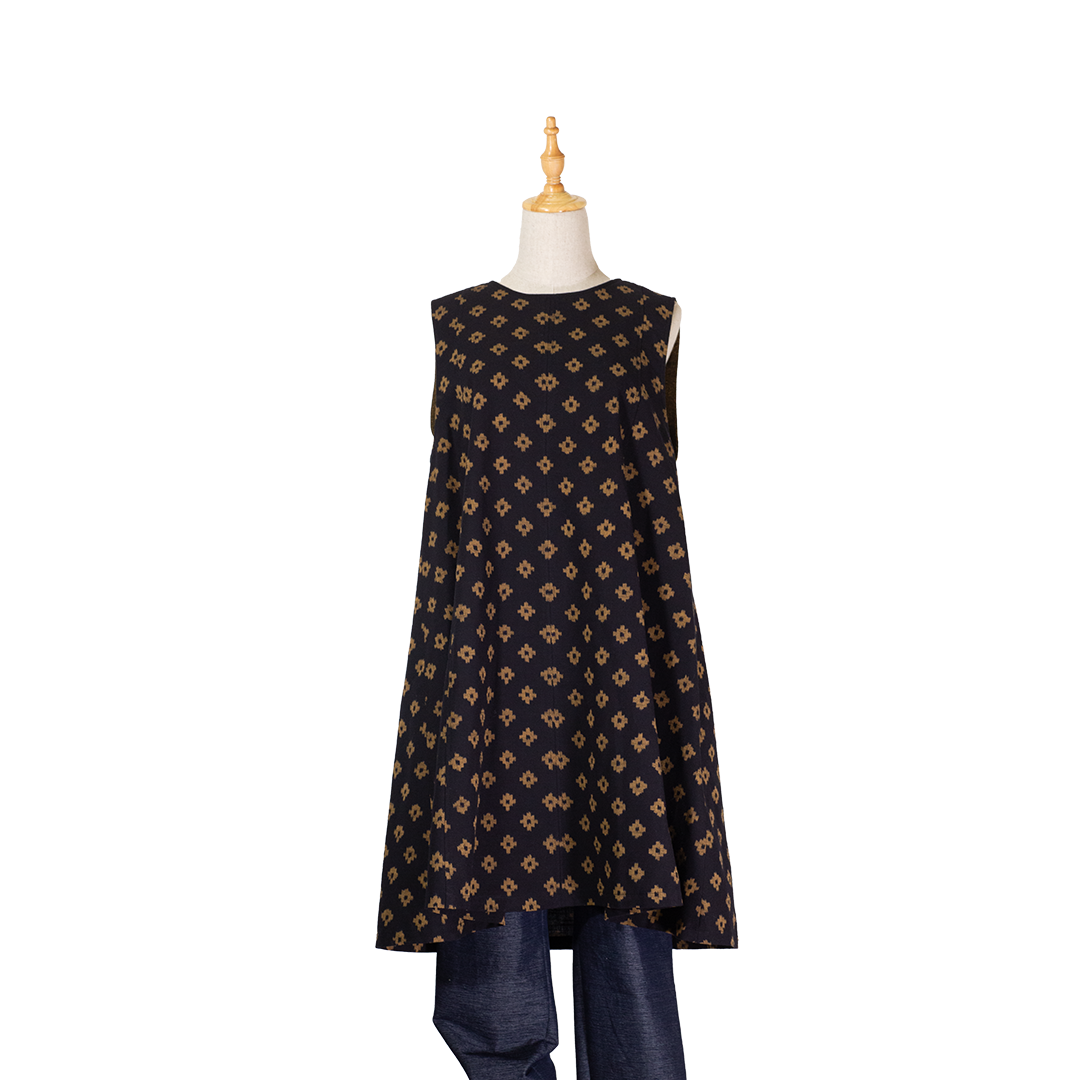 絣deジャンパースカート レースアップデザインジャンパースカート（Light blue） - LASUD